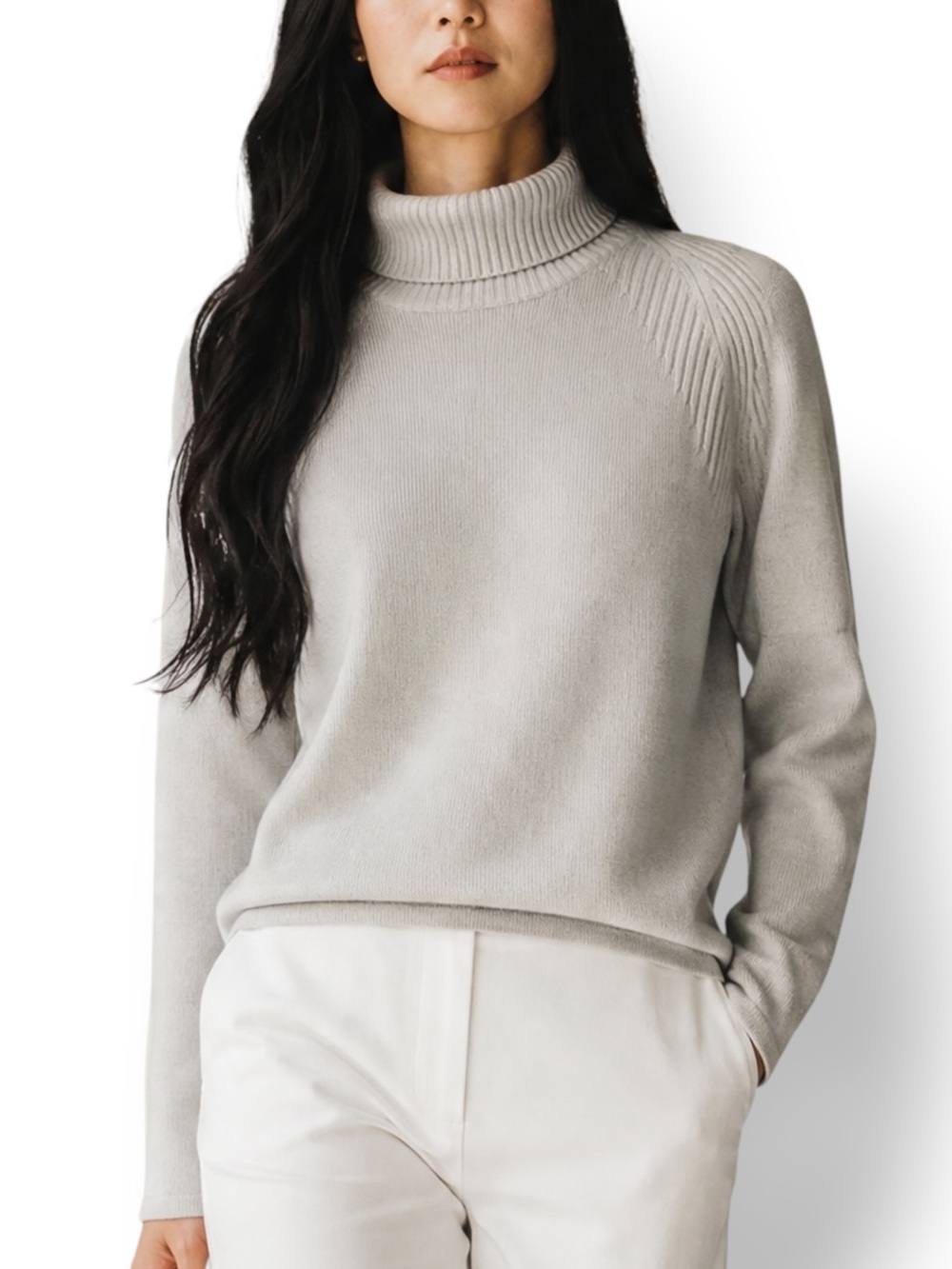 4/$20 Vintage 100% Cashmere Light Gray Turtleneck Sweater Small
